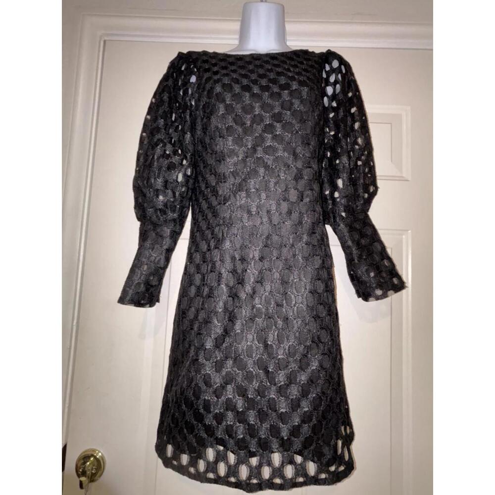 Women's sz S‎ Ina black lace 3/4 length sleeve dress #1161
